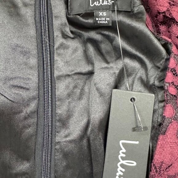 NWT Lulus Molinetto Burgundy Lace Ruffled Tiered Sleeveless Maxi Dress​ - Picture 7 of 9